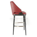 Italian minimalist red leather bar chair